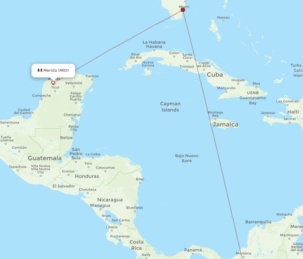 MDE-MID flight routes