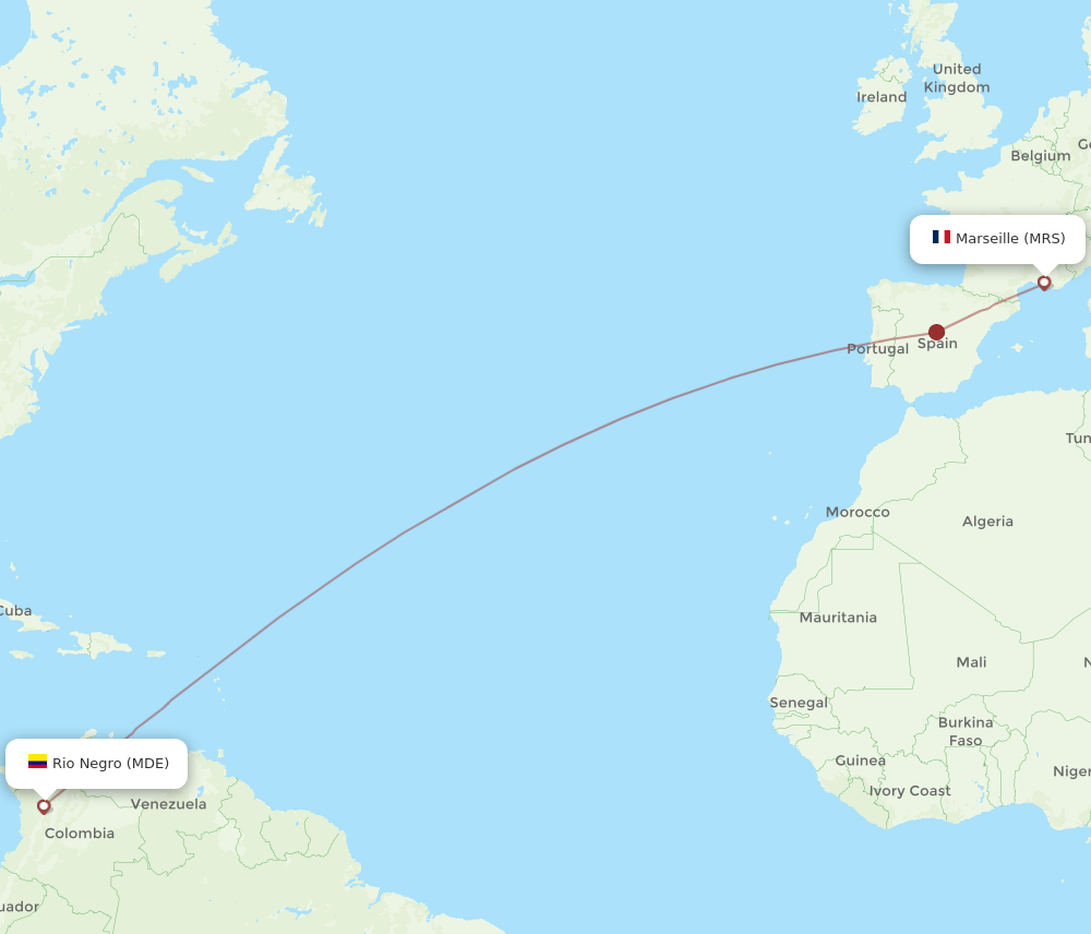 MDE-MRS flight routes