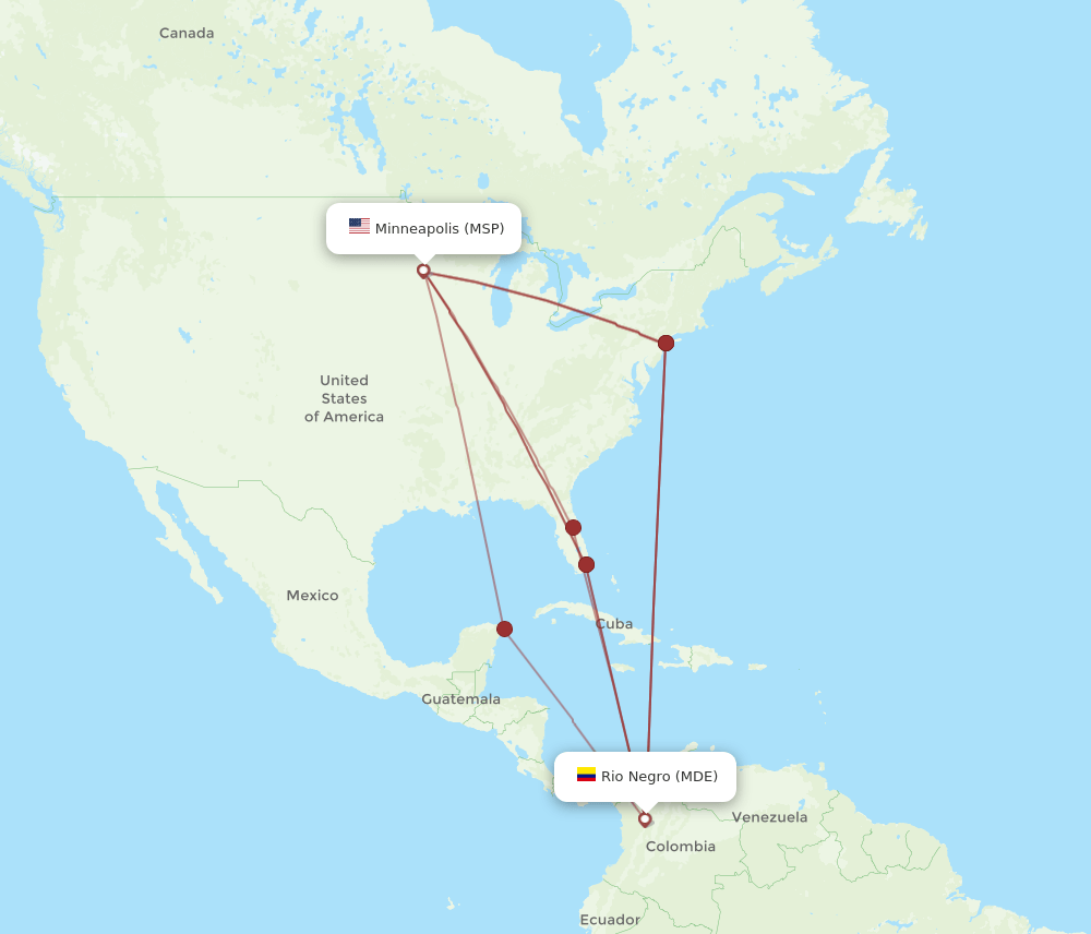 MDE-MSP flight routes