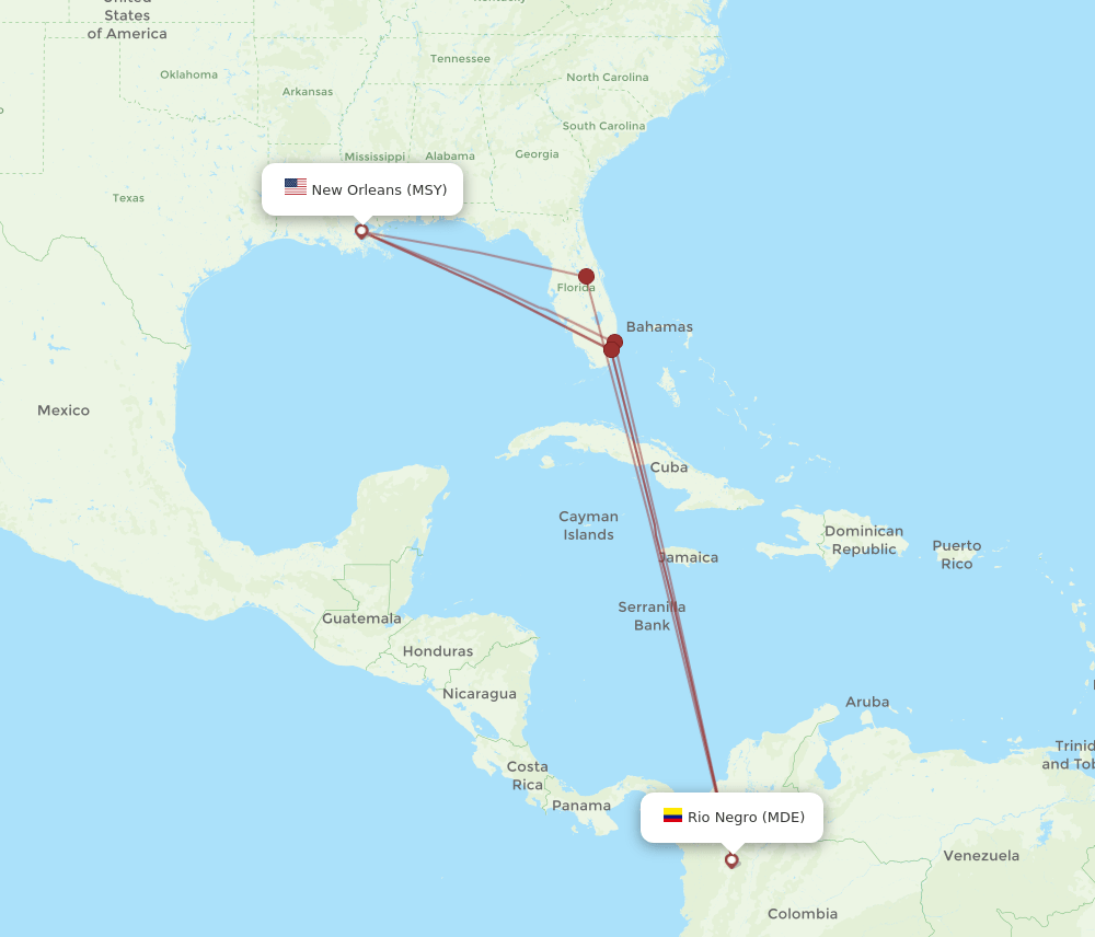 MDE-MSY flight routes