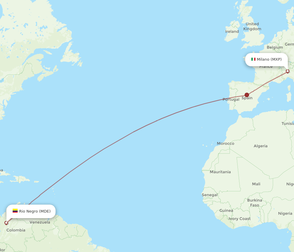 MDE-MXP flight routes