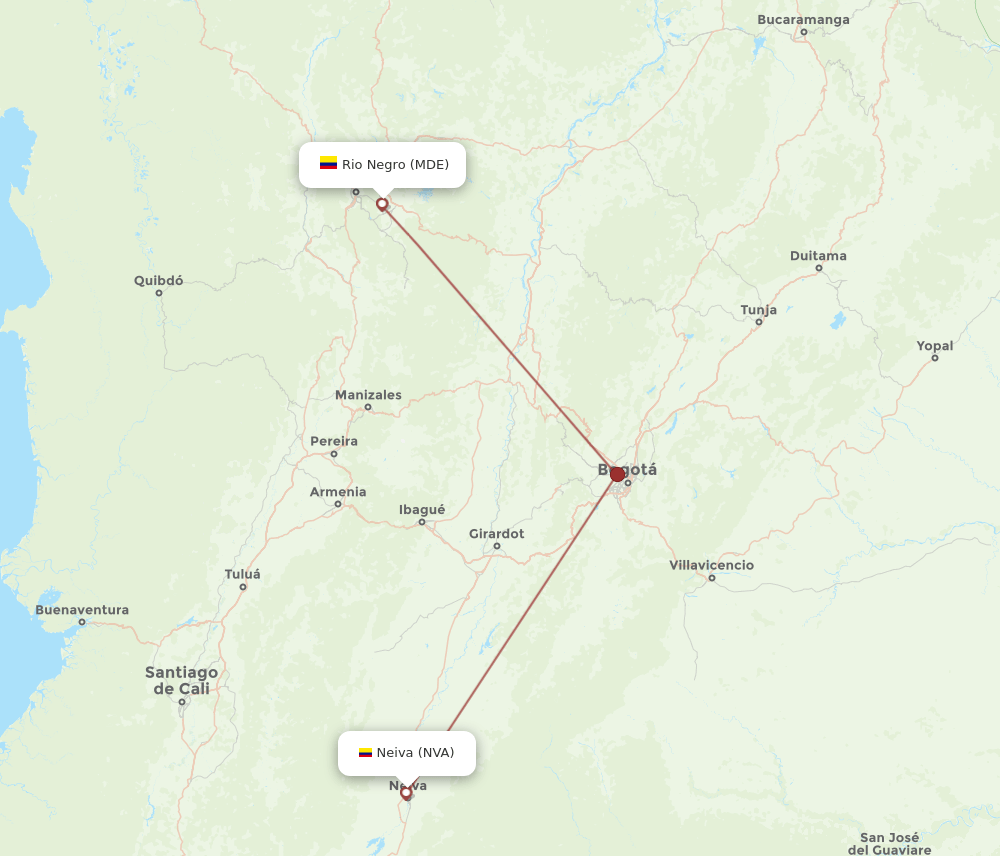 MDE-NVA flight routes