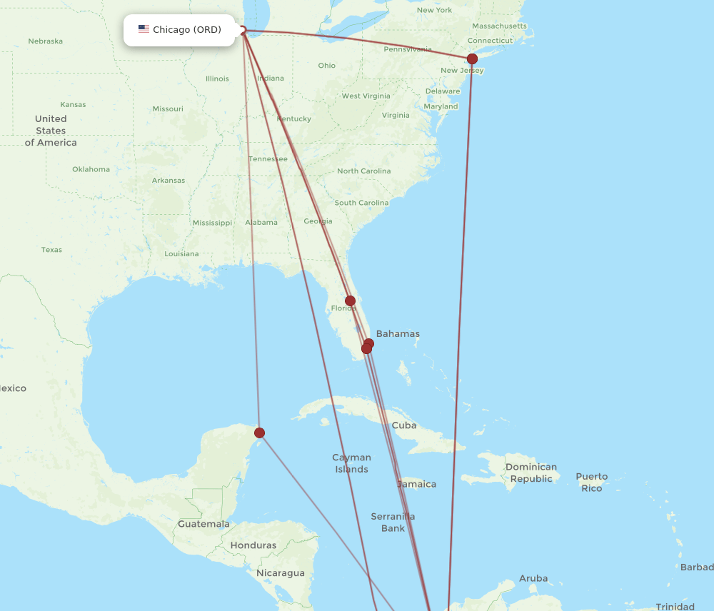 MDE-ORD flight routes