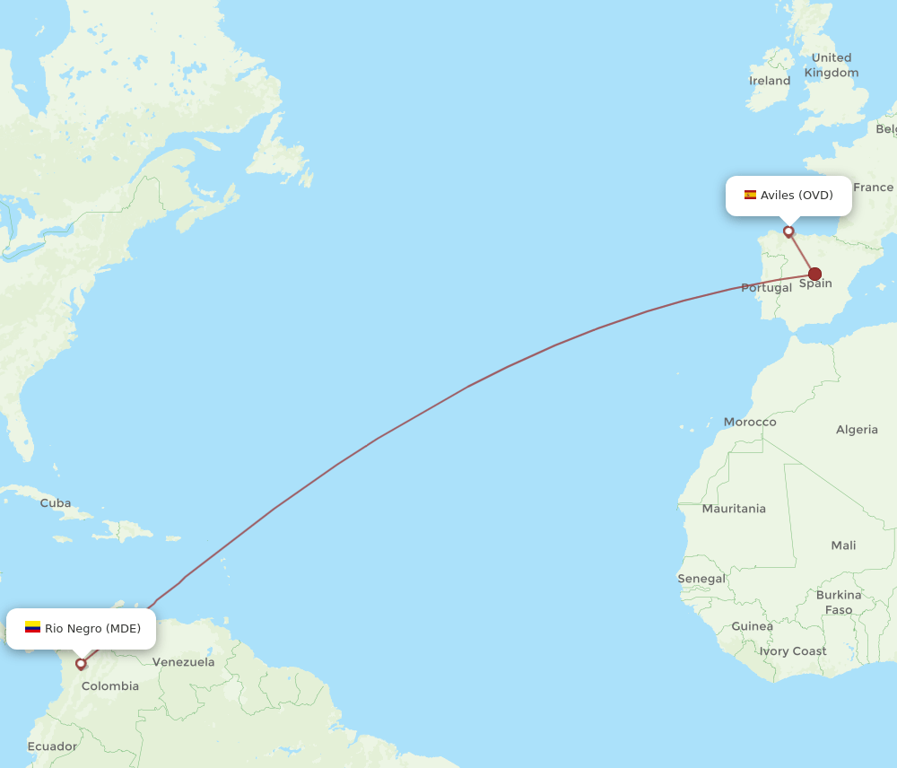 MDE-OVD flight routes