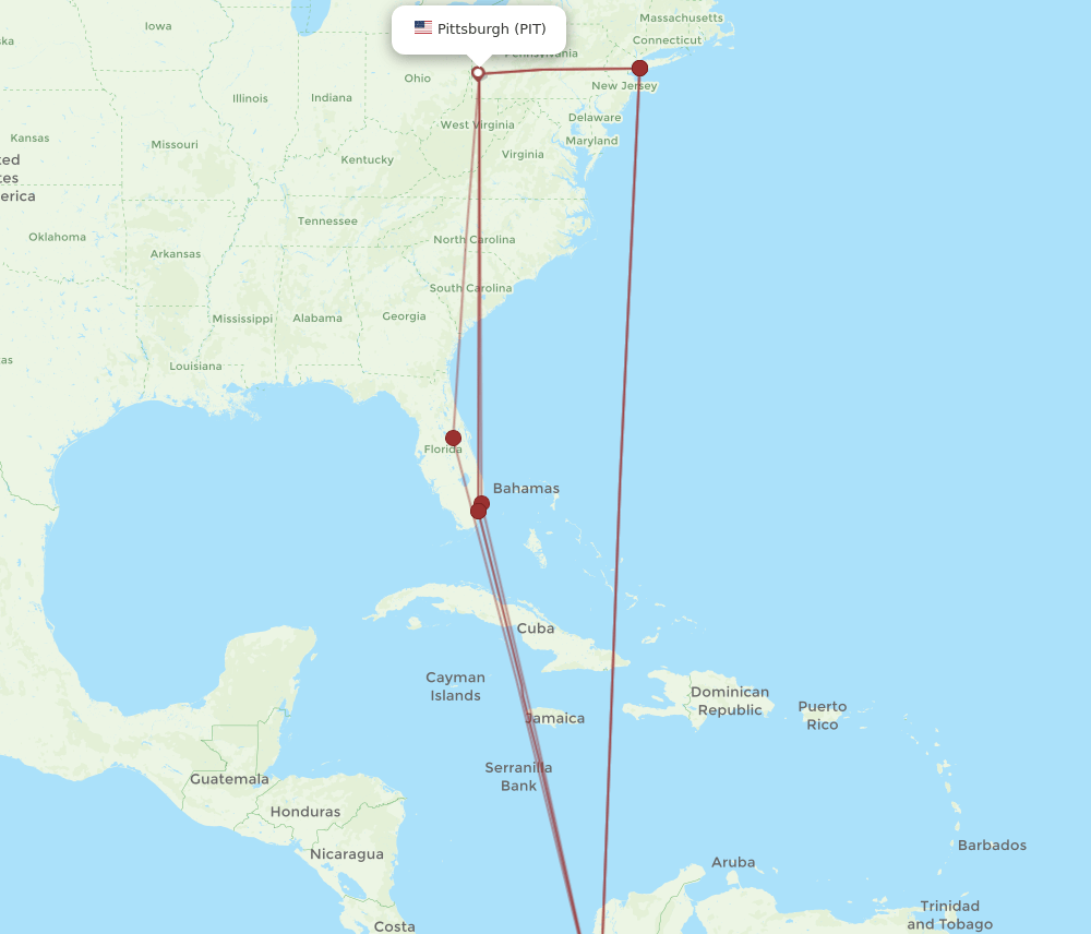 MDE-PIT flight routes