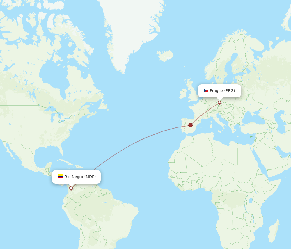 MDE-PRG flight routes