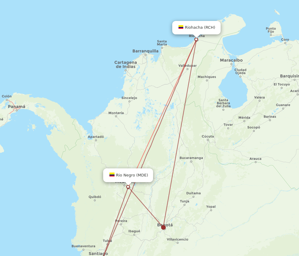 MDE-RCH flight routes
