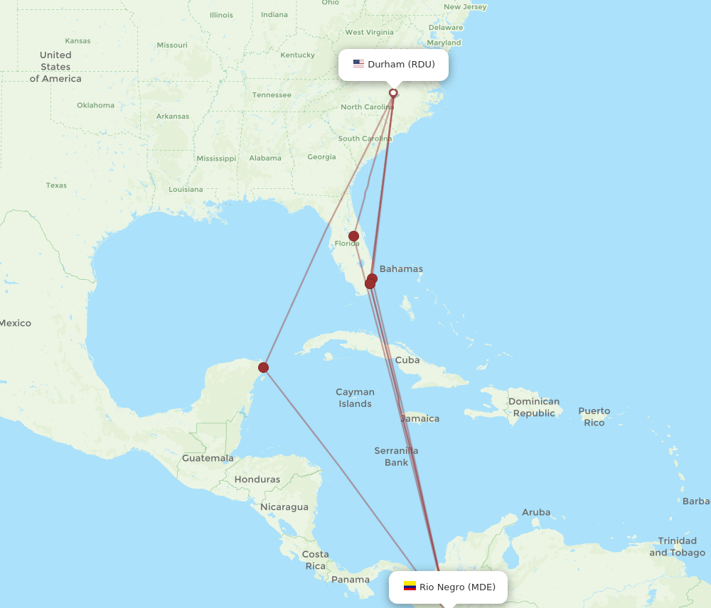 MDE-RDU flight routes