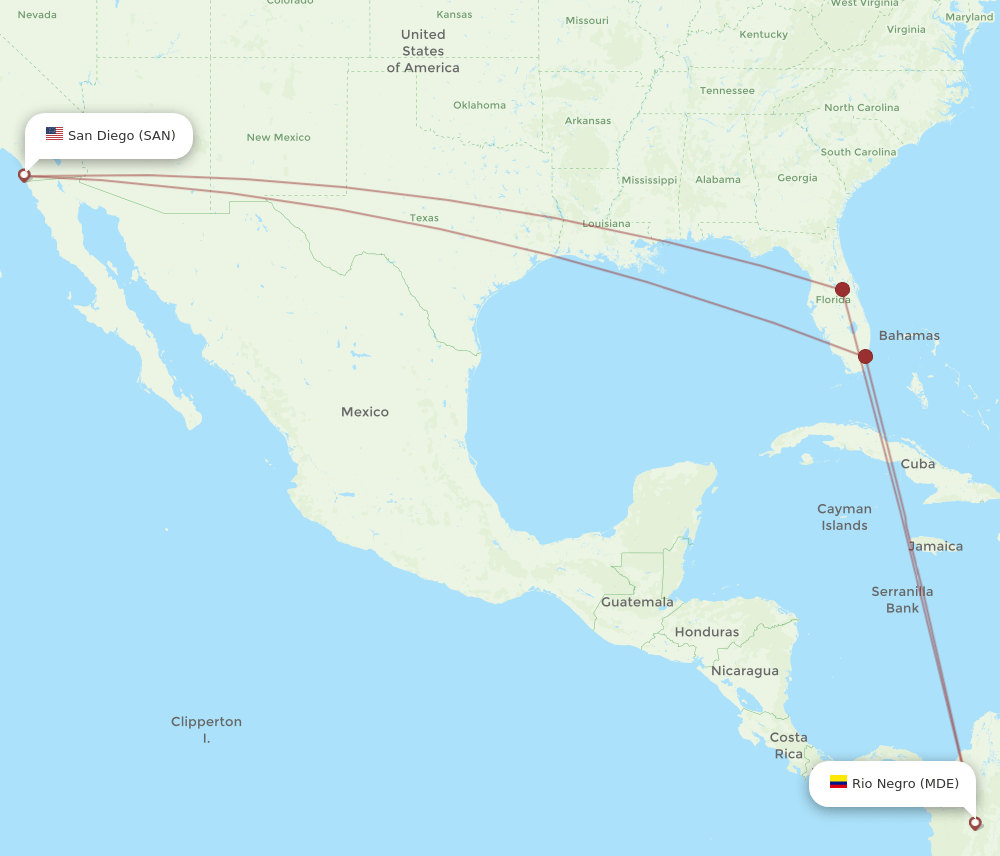 MDE-SAN flight routes