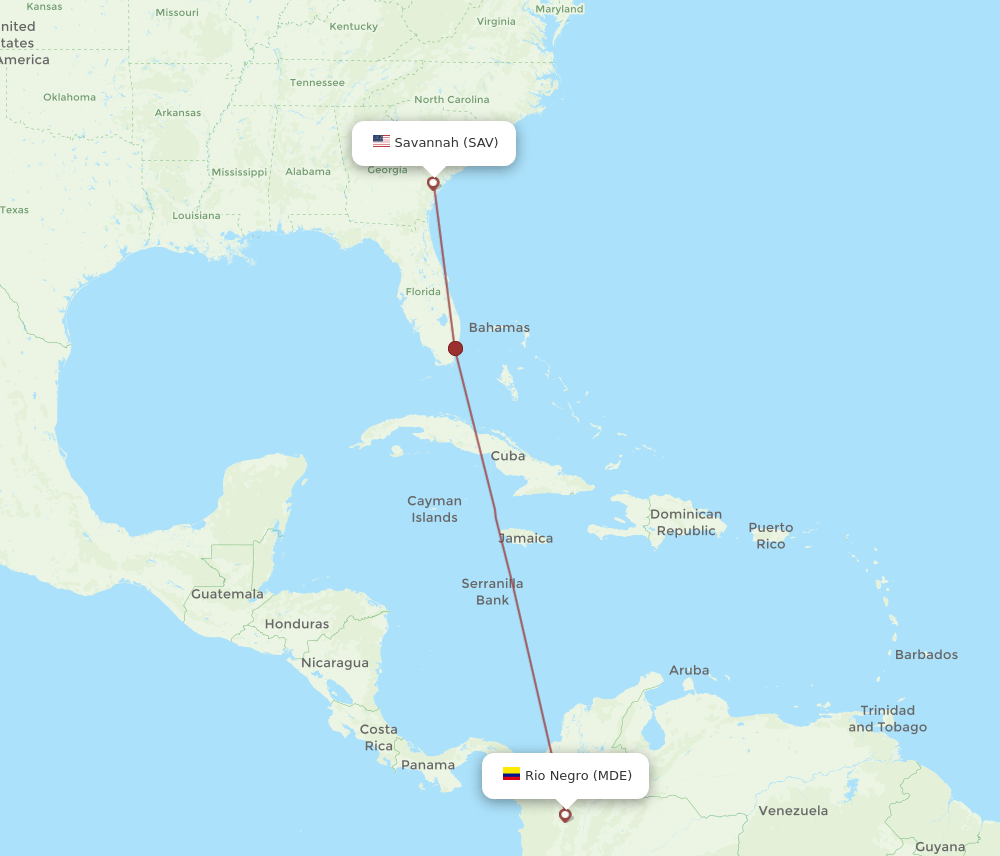 MDE-SAV flight routes