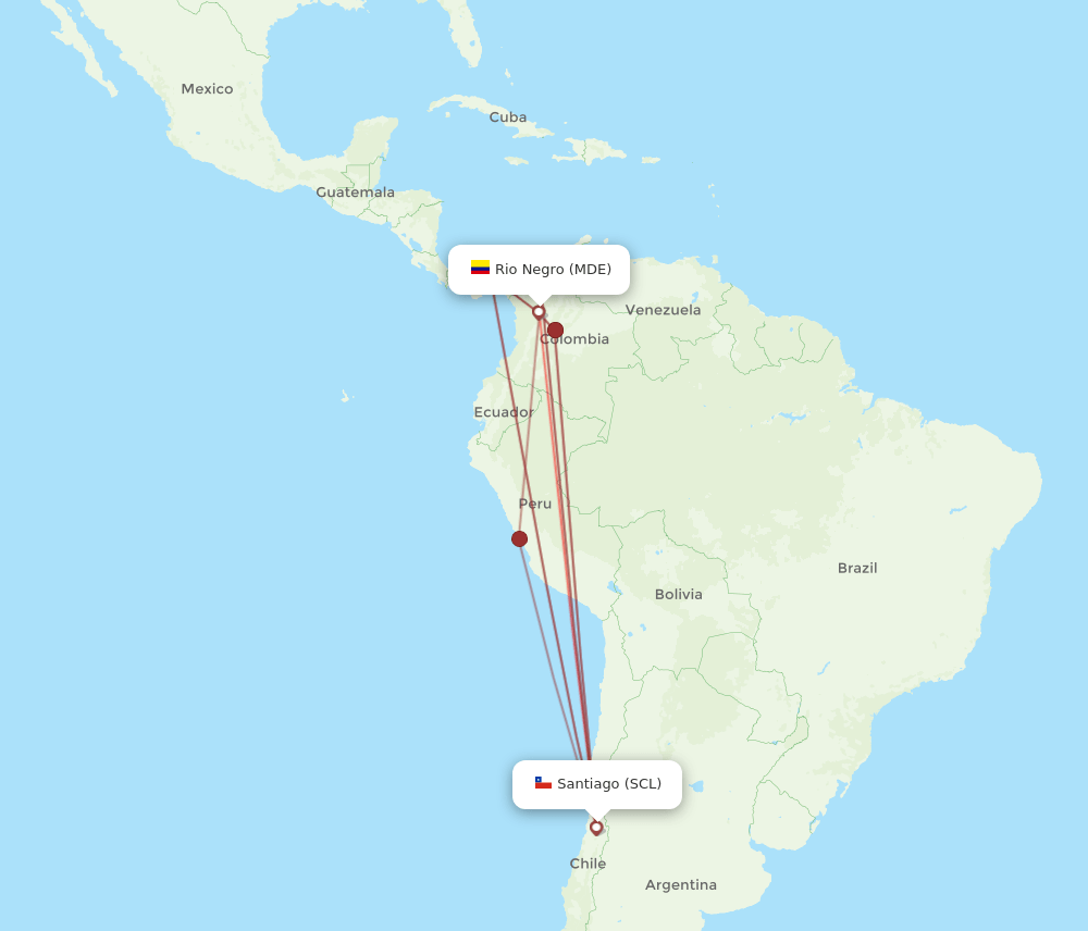 MDE-SCL flight routes