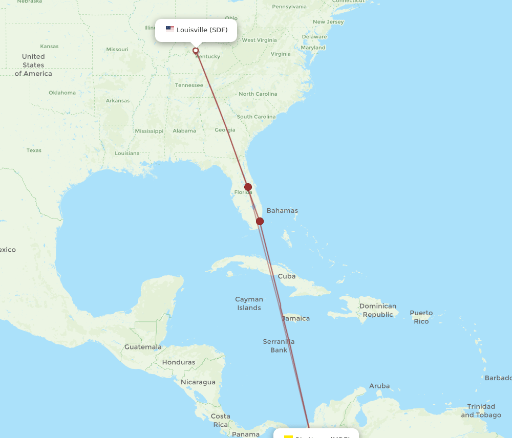 MDE-SDF flight routes