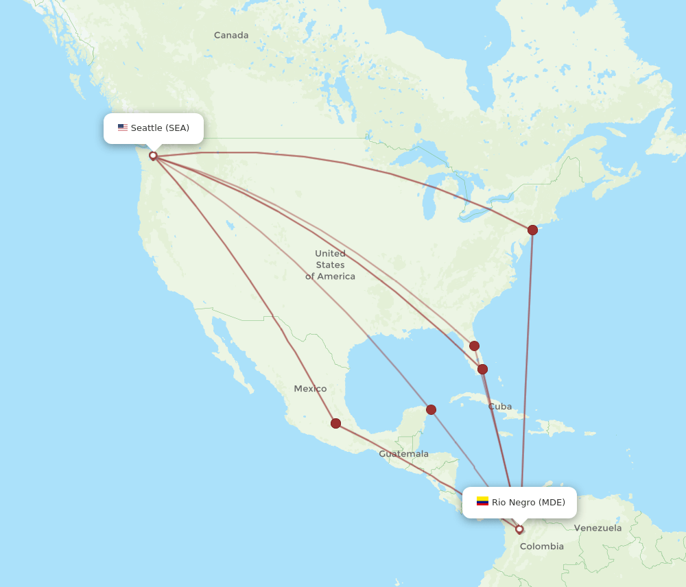 MDE-SEA flight routes
