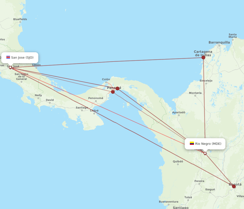 MDE-SJO flight routes