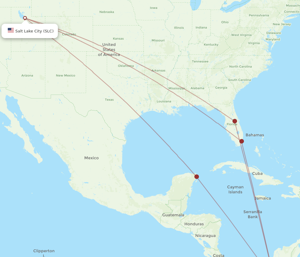 MDE to SLC flights and routes map