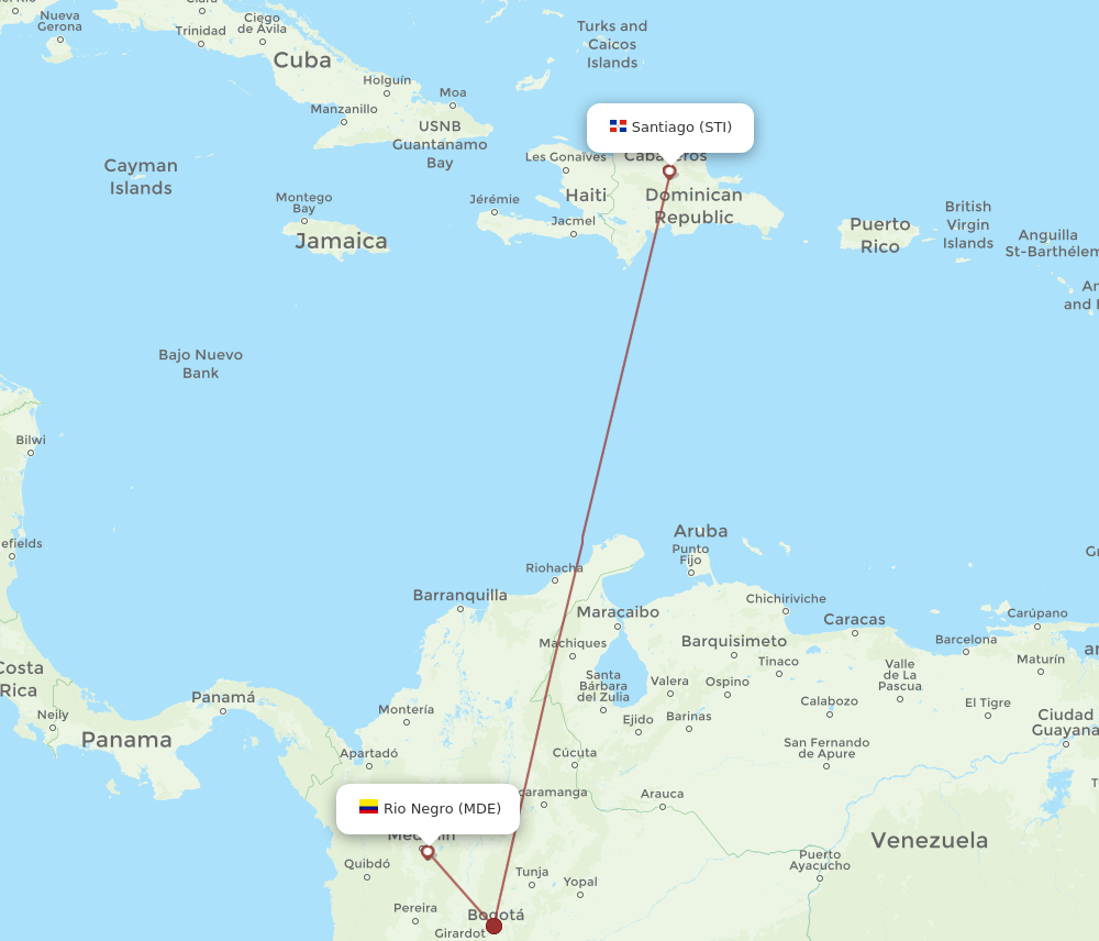 MDE to STI flights and routes map