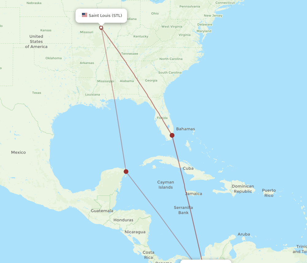 MDE-STL flight routes