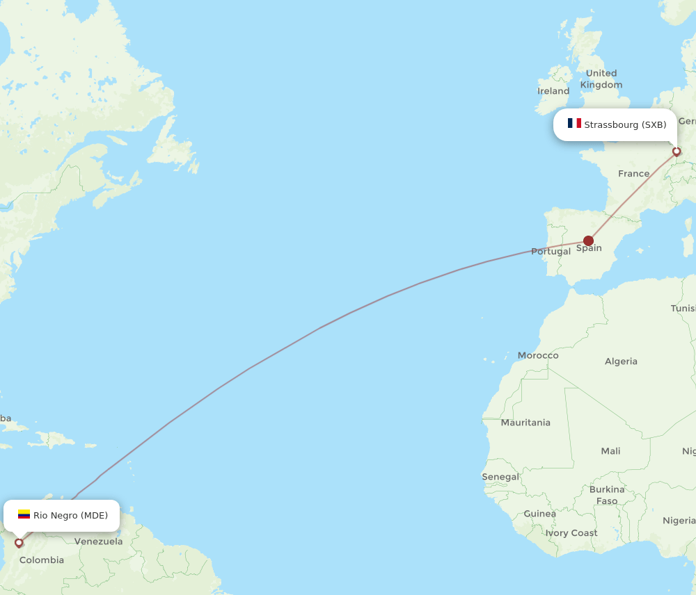 MDE-SXB flight routes