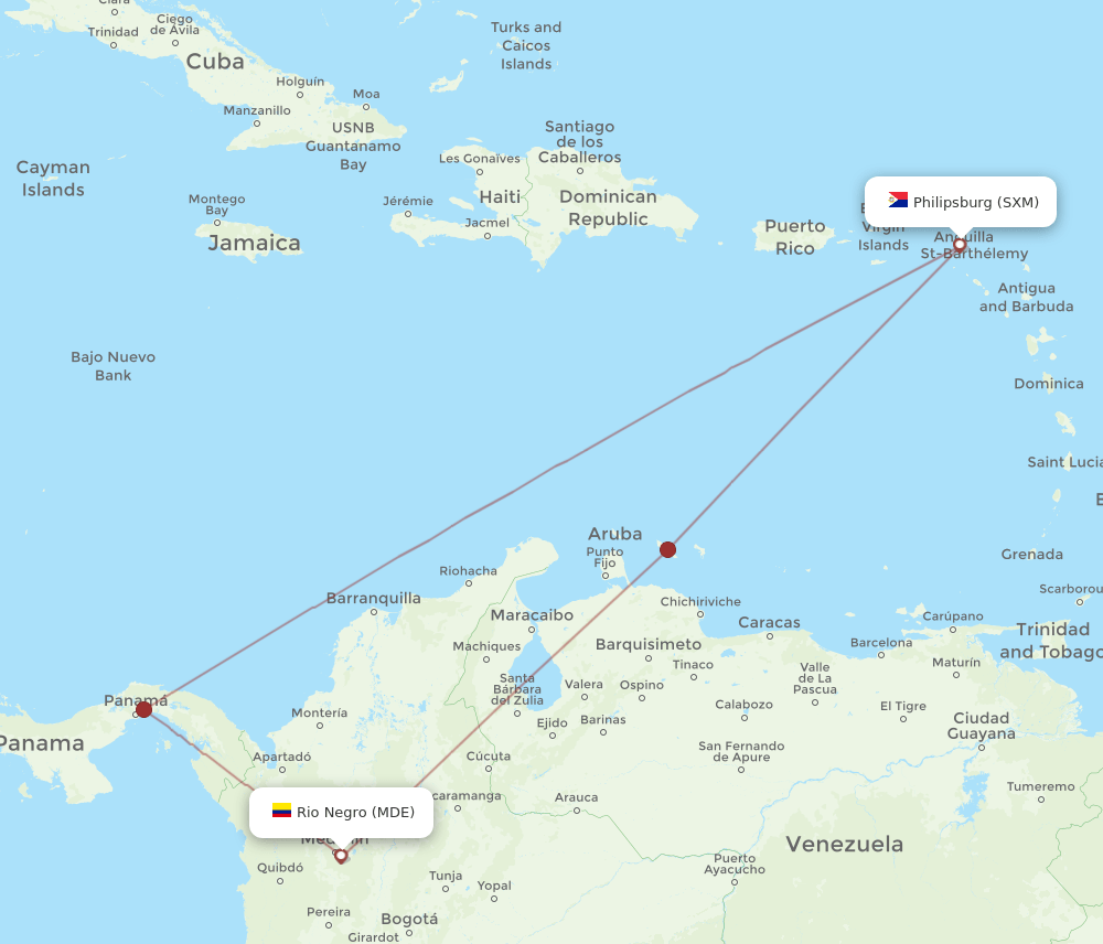 MDE-SXM flight routes
