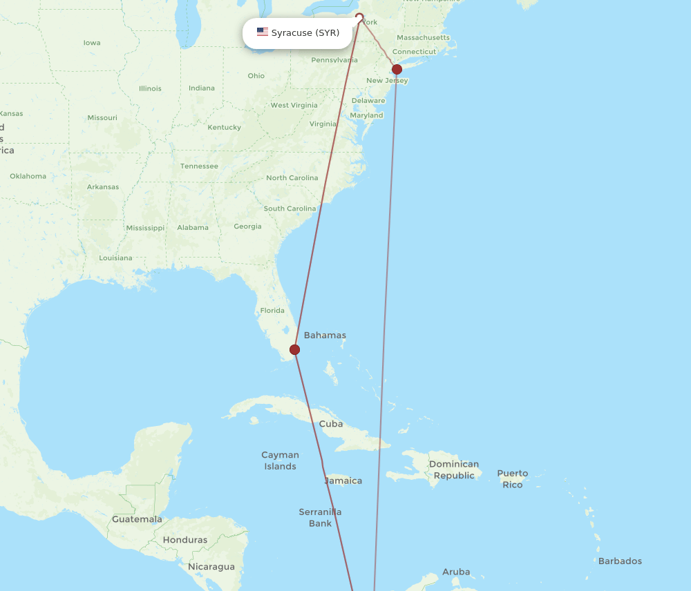 MDE-SYR flight routes