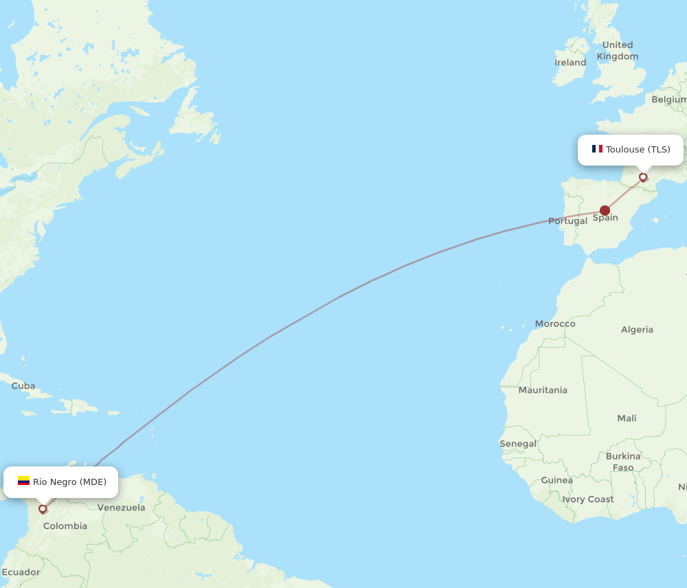MDE-TLS flight routes
