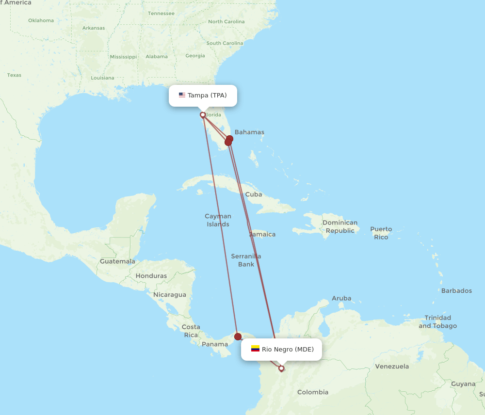 MDE-TPA flight routes