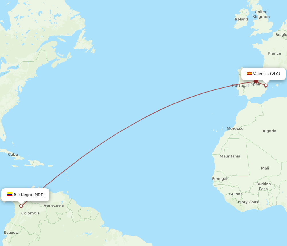 MDE-VLC flight routes