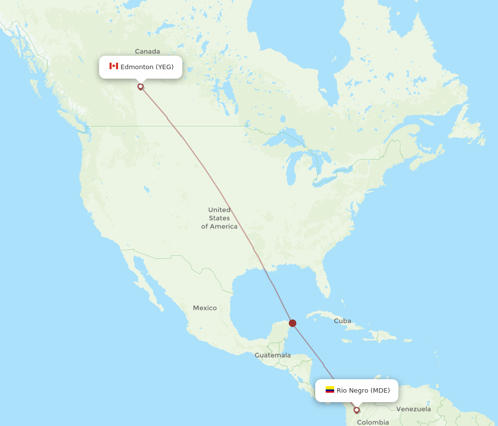 MDE-YEG flight routes