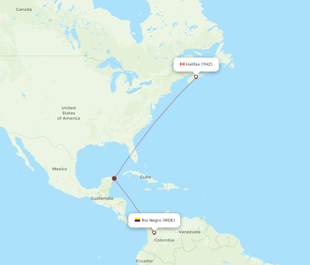 MDE to YHZ flights and routes map