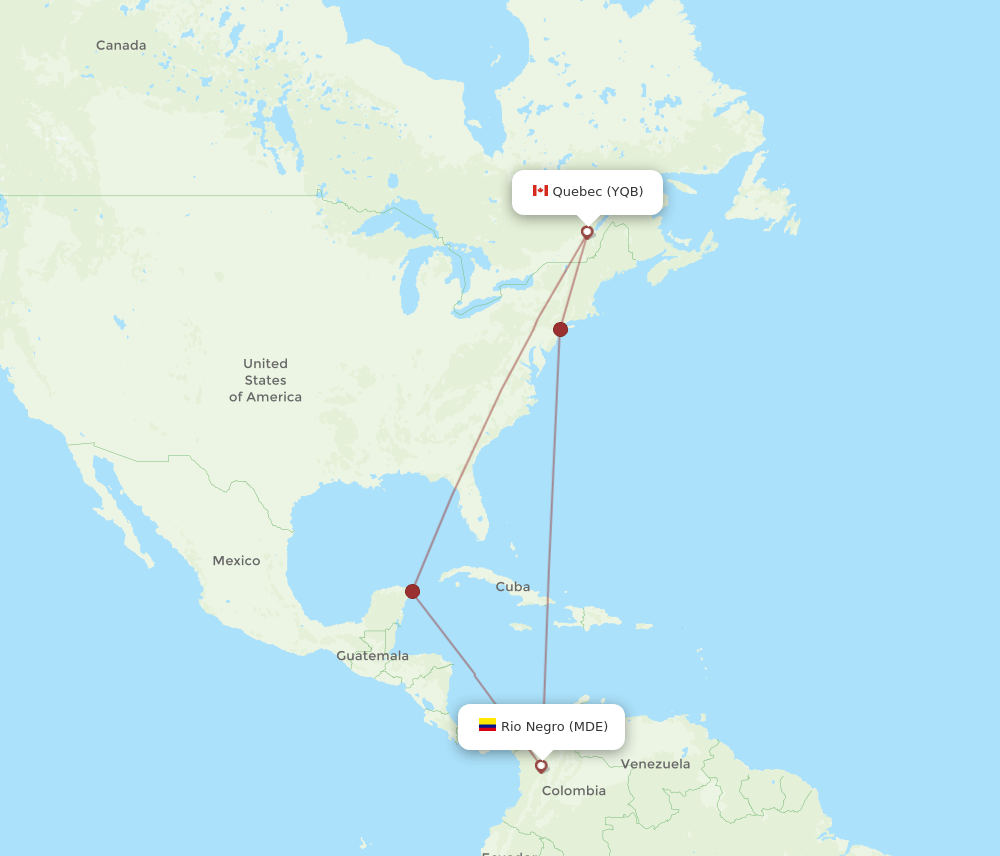 MDE to YQB flights and routes map