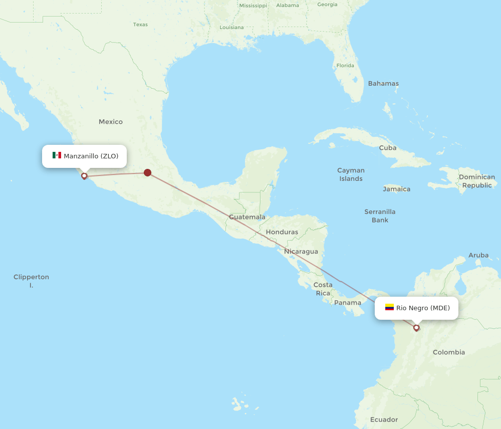 ZLO to MDE flights and routes map