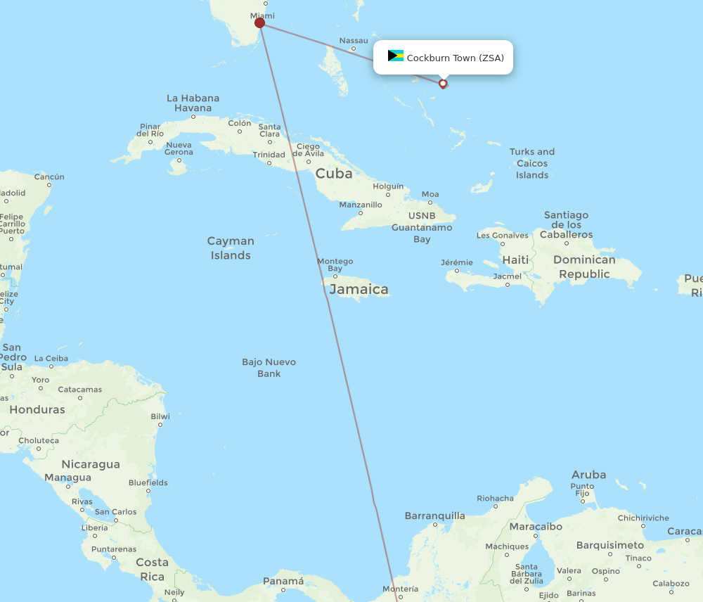 MDE-ZSA flight routes