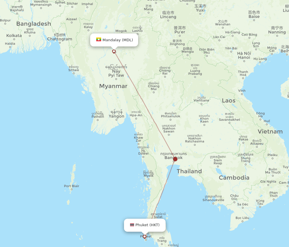 MDL-HKT flight routes