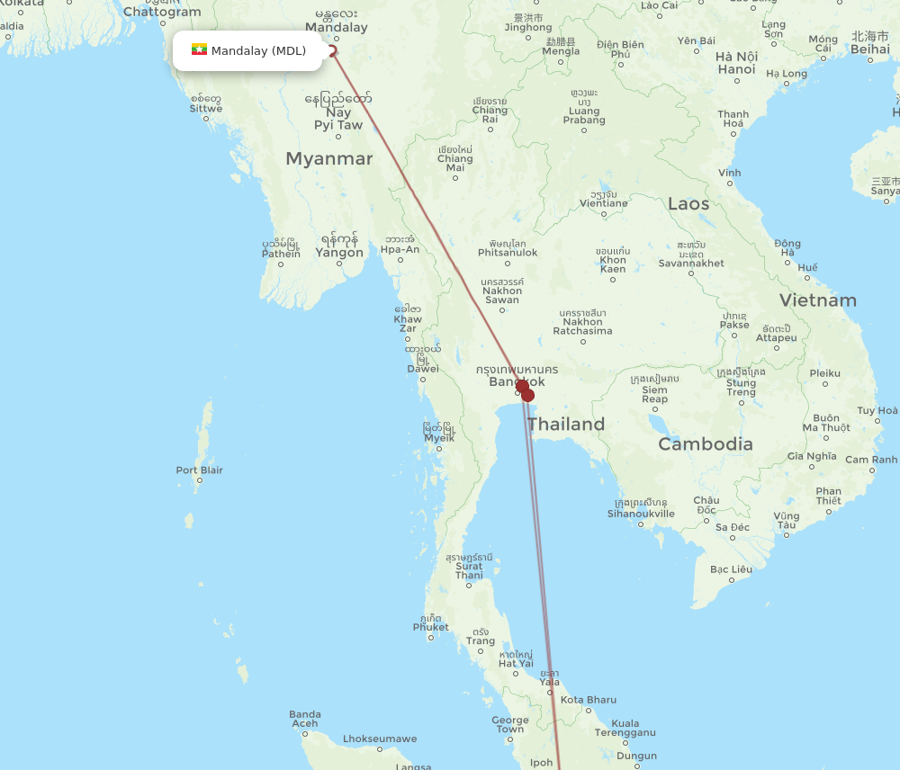 MDL to KUL flights and routes map