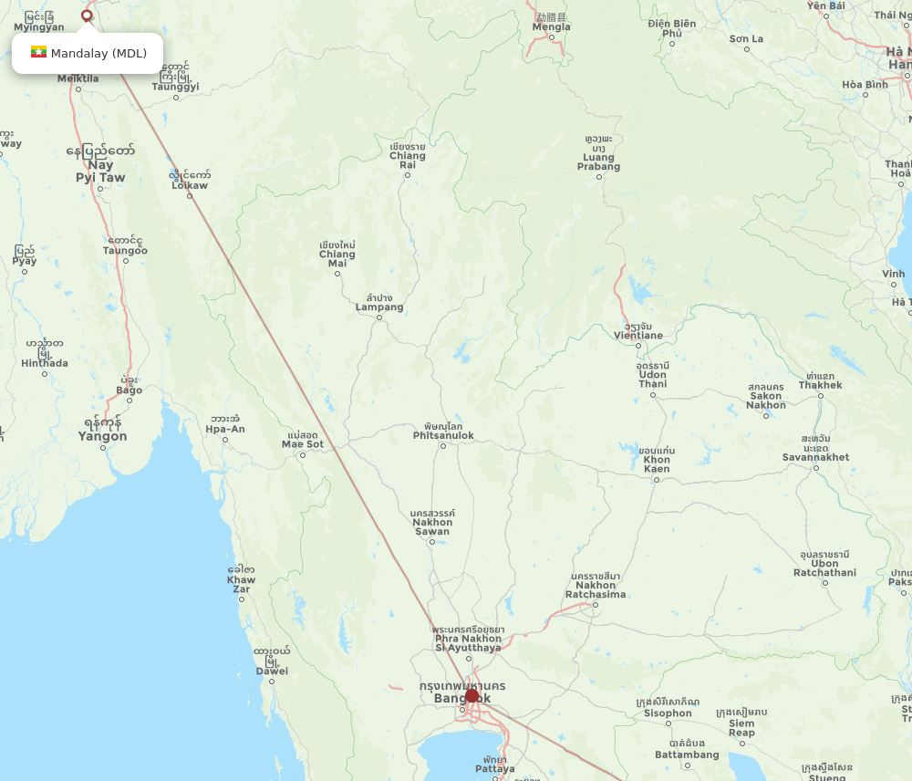 MDL to PNH flights and routes map