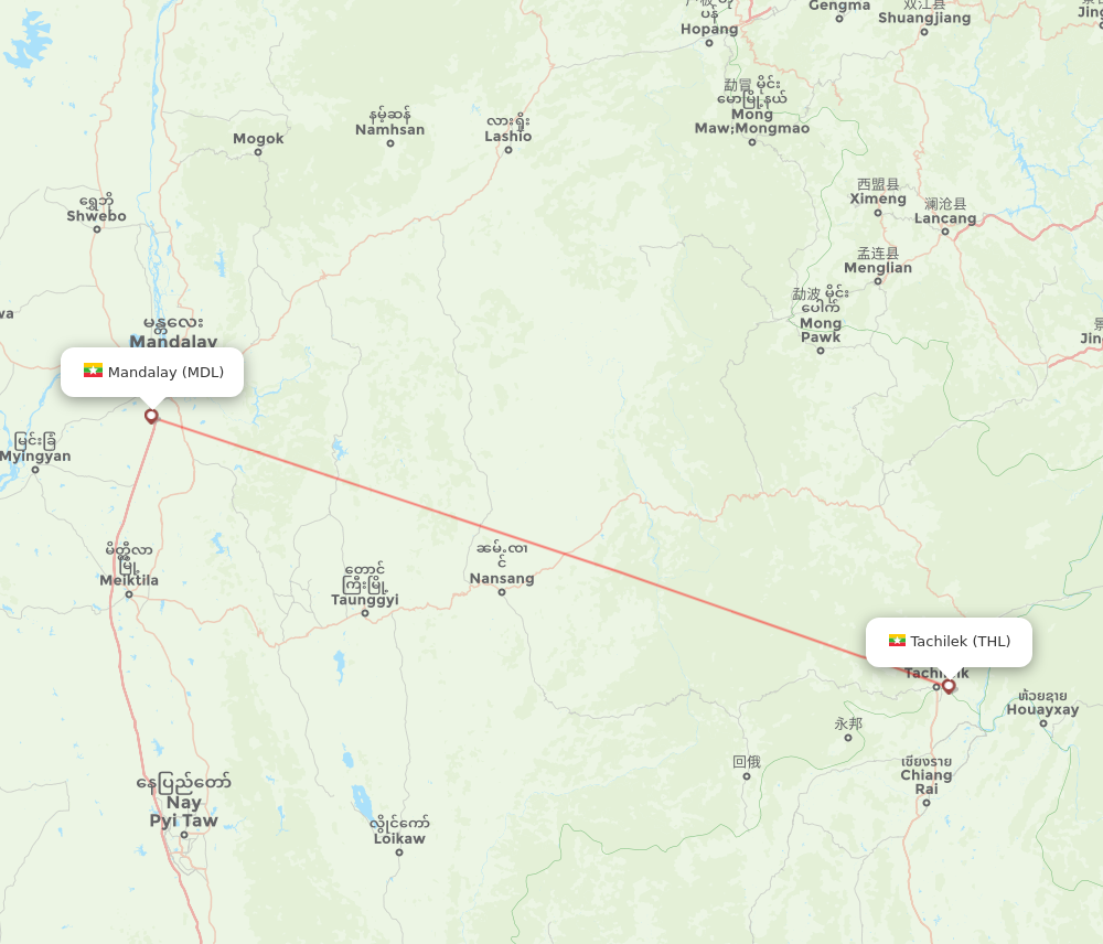 MDL to THL flights and routes map