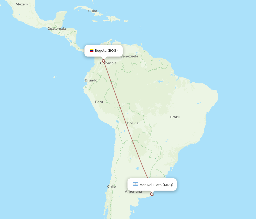 MDQ-BOG flight routes