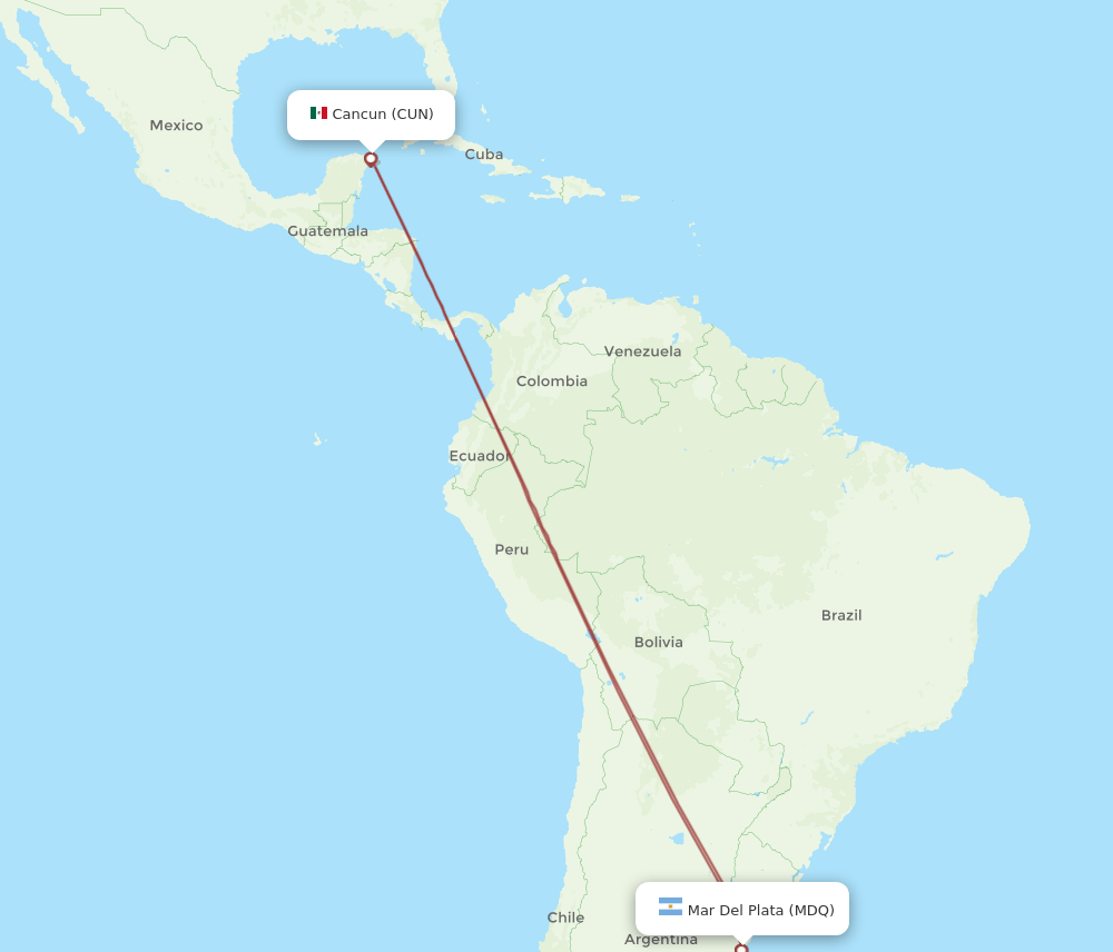 MDQ-CUN flight routes