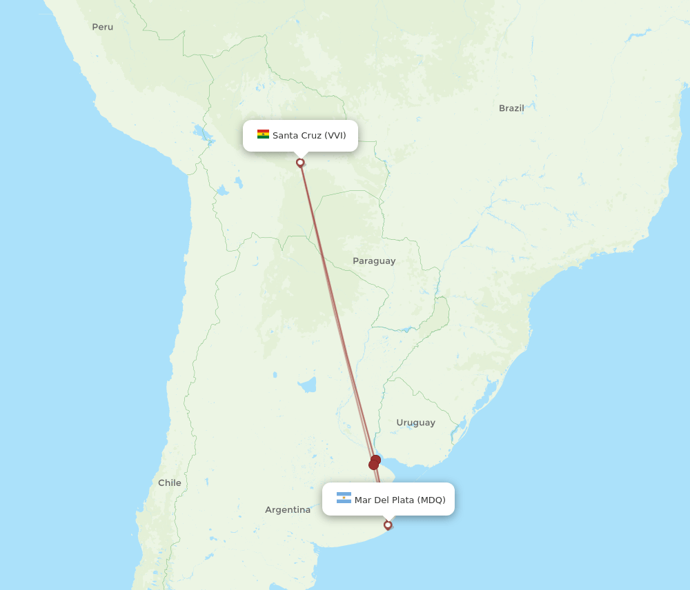 MDQ to VVI flights and routes map
