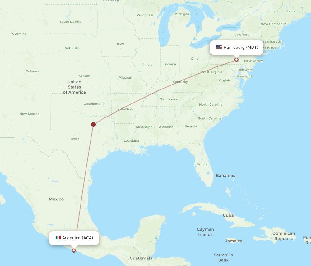 MDT-ACA flight routes