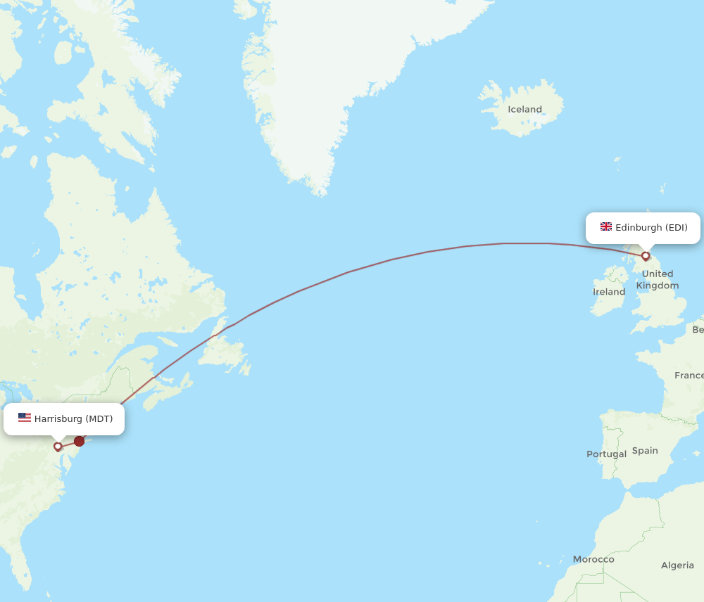 MDT-EDI flight routes