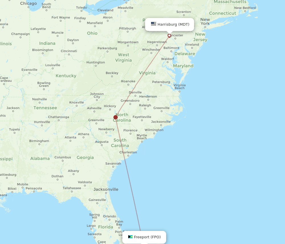 MDT-FPO flight routes
