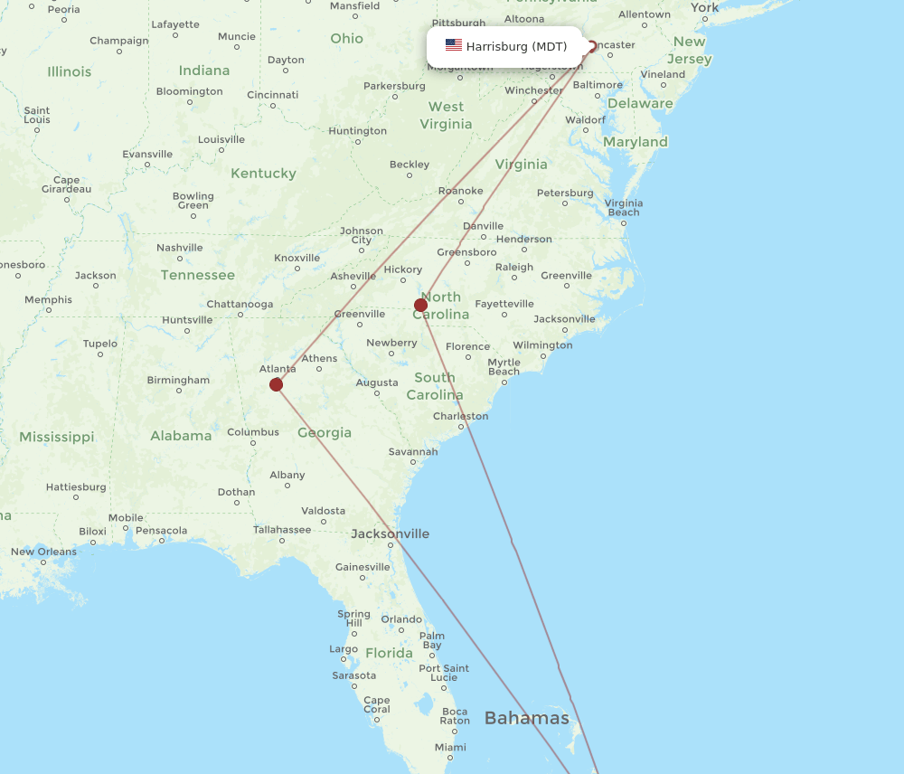 MDT-GGT flight routes