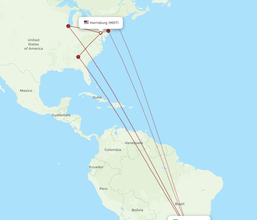 MDT-GRU flight routes
