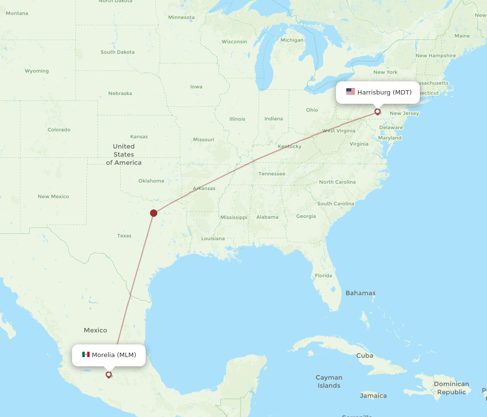 MDT to MLM flights and routes map