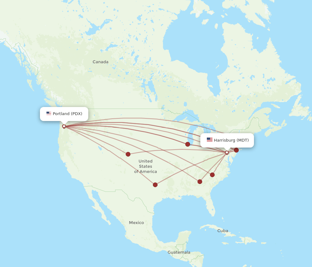MDT-PDX flight routes
