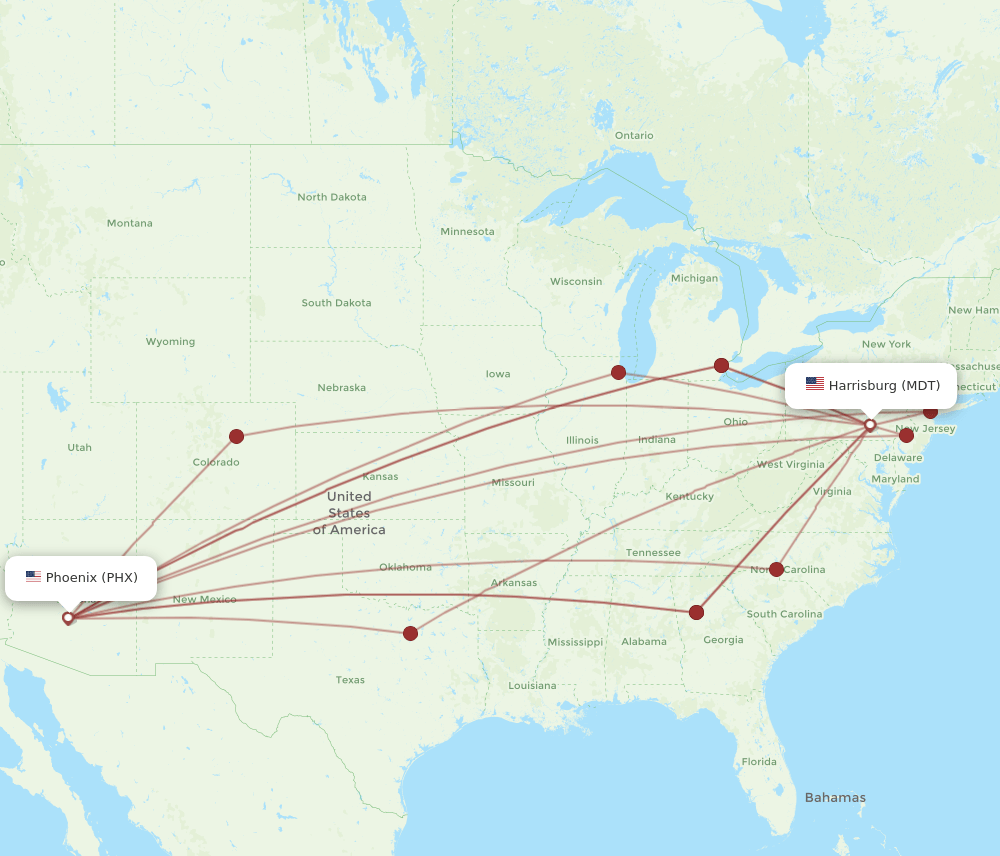MDT-PHX flight routes