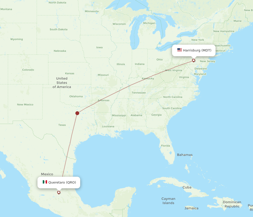 MDT to QRO flights and routes map