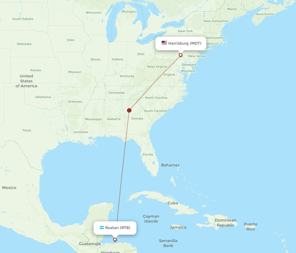 MDT-RTB flight routes
