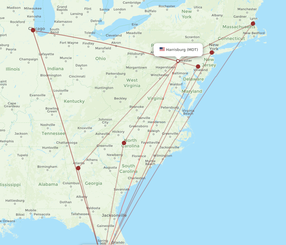 MDT-SRQ flight routes